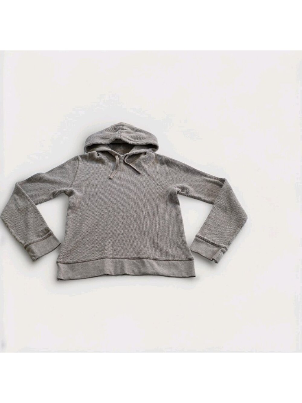 Everlane Waffle Knit Thermal Hoodie Mens S Light Gray Organic Cotton Minimalist